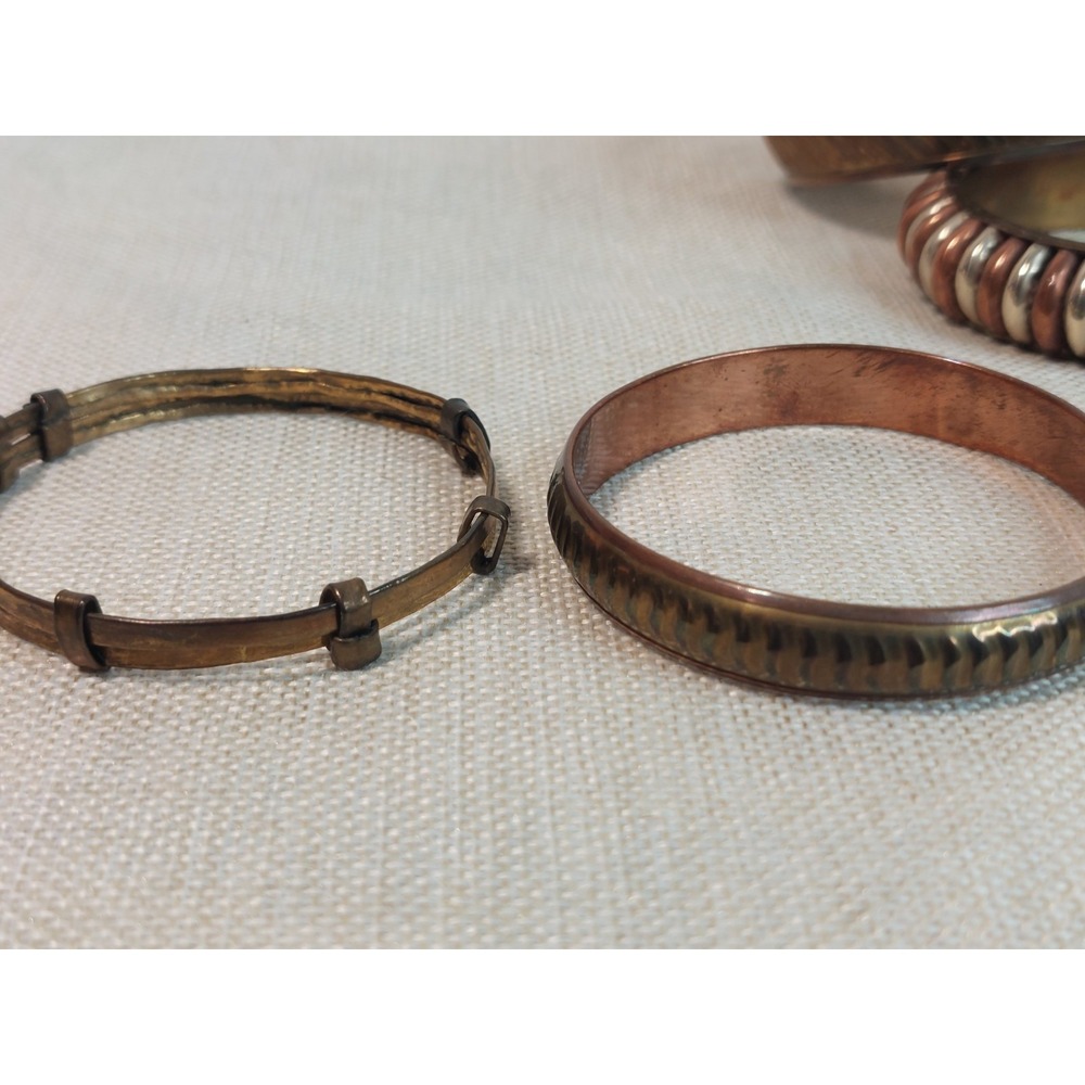 Vintage 1970s Bangle Bracelet Lot Stack Copper Brass Bohemian Coastal Cowgirl - Picture 11 of 16